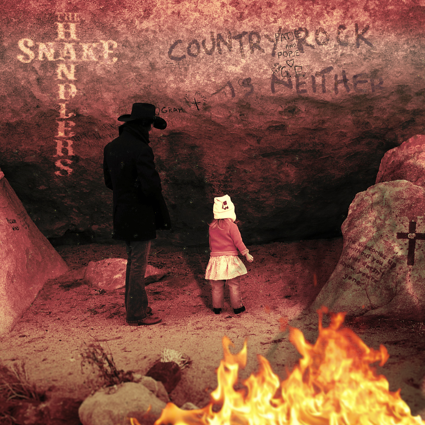 Country Rock Is Neither cover art: a cowboy and child face a hand-painted cave wall