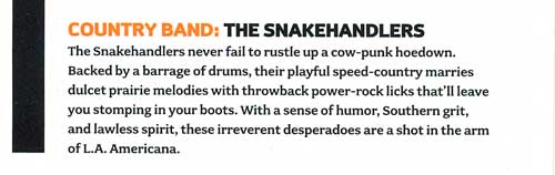 Los Angeles Magazine Best Country Band clipping