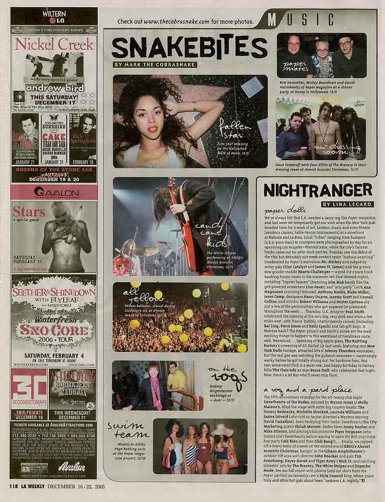 LA Weekly press clipping featuring The Snakehandlers